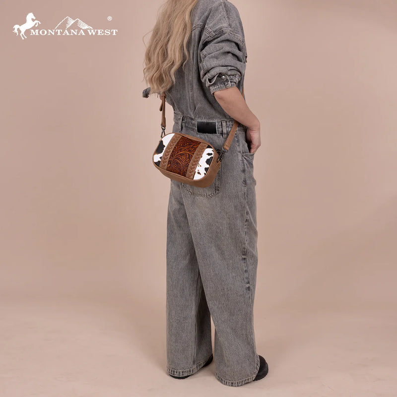 Load image into Gallery viewer, MW1318-8365BR - Montana West Tooled Collection Crossbody - Brown
