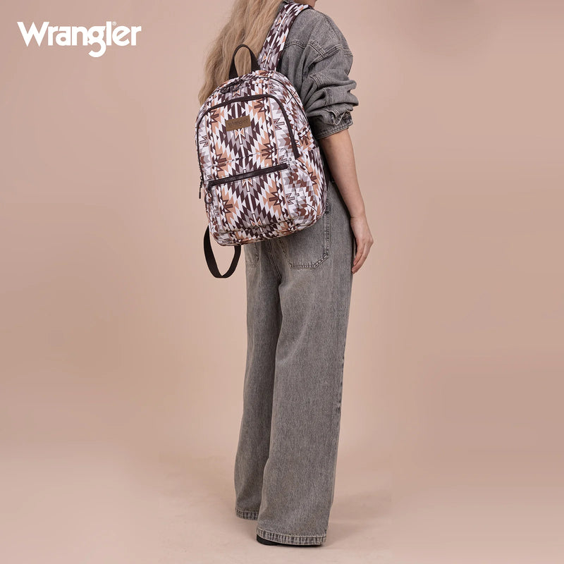 Load image into Gallery viewer, WG2206-9110BR - Wrangler Aztec Print Backpack - Brown
