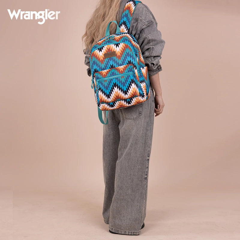 Load image into Gallery viewer, WG2206-9110TQ - Wrangler Aztec Print Backpack - Turquoise
