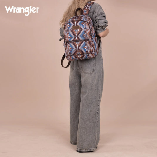 WG2206-9110CF - Wrangler Aztec Print Backpack - Coffee