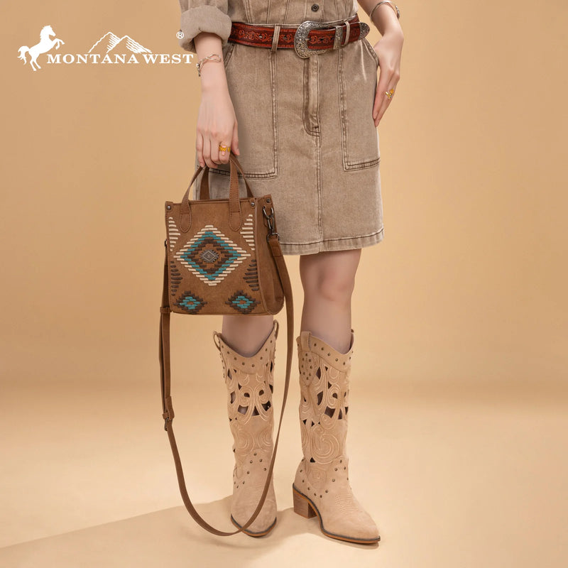 Load image into Gallery viewer, MW1332-160BR - Montana West Aztec Collection Crossbody
