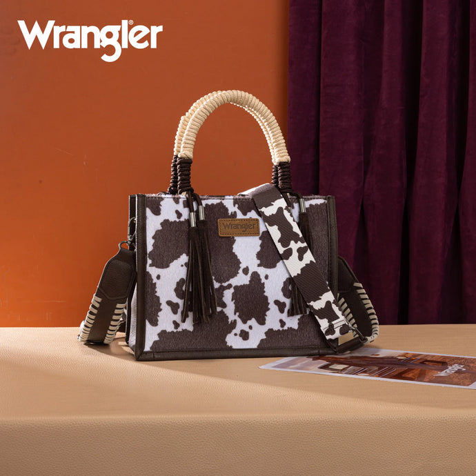 WG386-8120SCF - Wrangler Cow Print Tote/Crossbody - Coffee