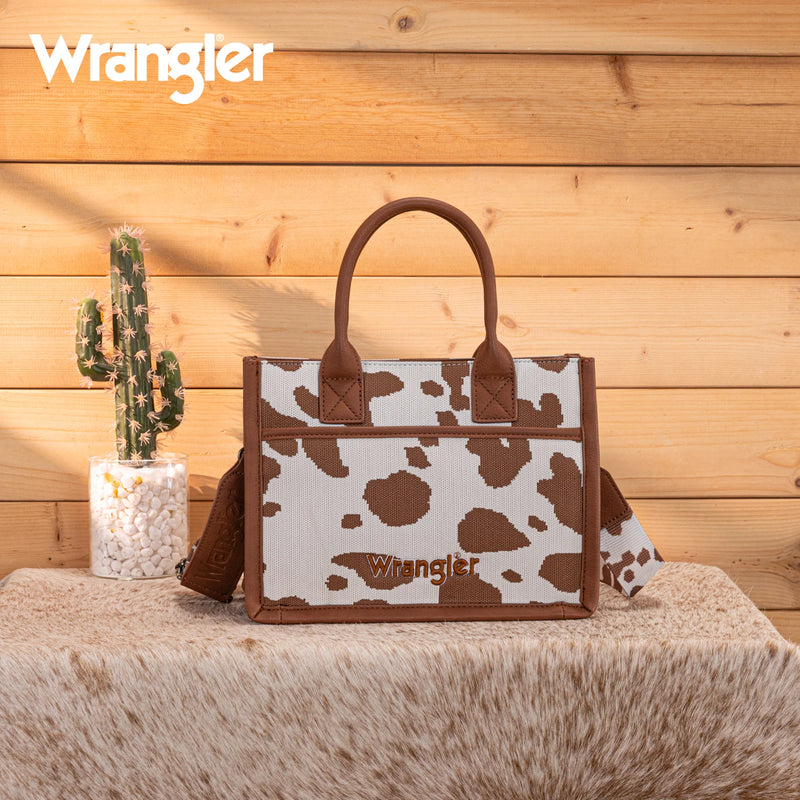 Load image into Gallery viewer, WG301-8120SBR - Wrangler Cow Print Tote/ Crossbody
