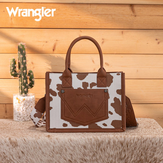 WG301-8120SBR - Wrangler Cow Print Tote/ Crossbody