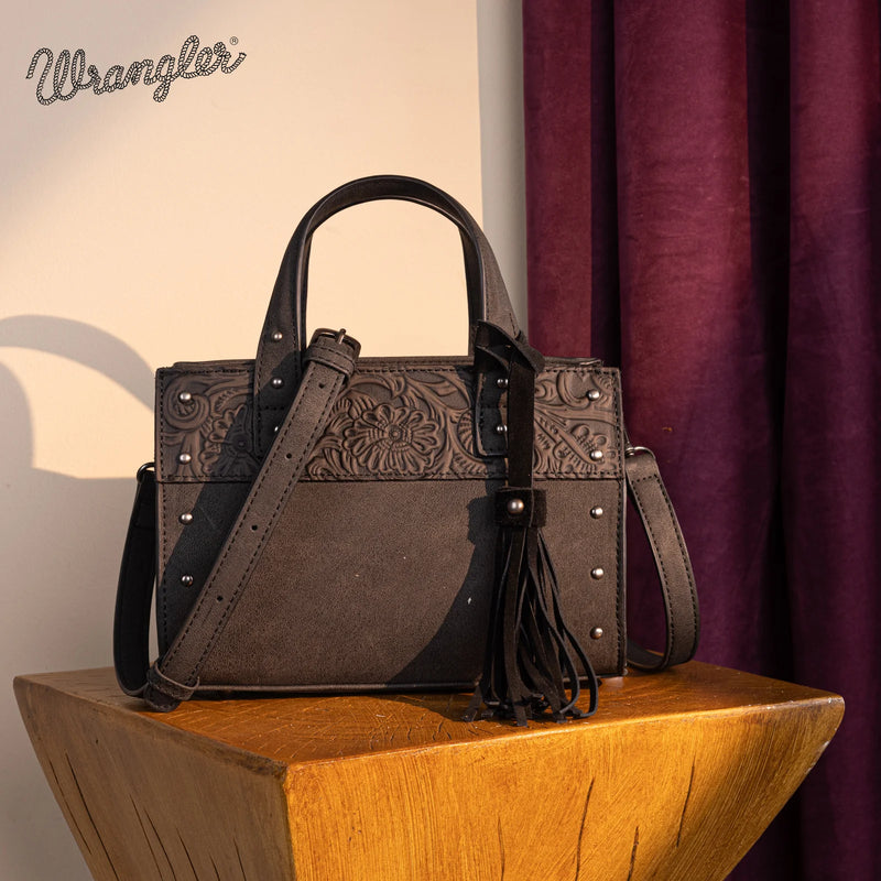 Load image into Gallery viewer, WG160-60102CF - Wrangler Western Tooled Tote Crossbody - Coffee
