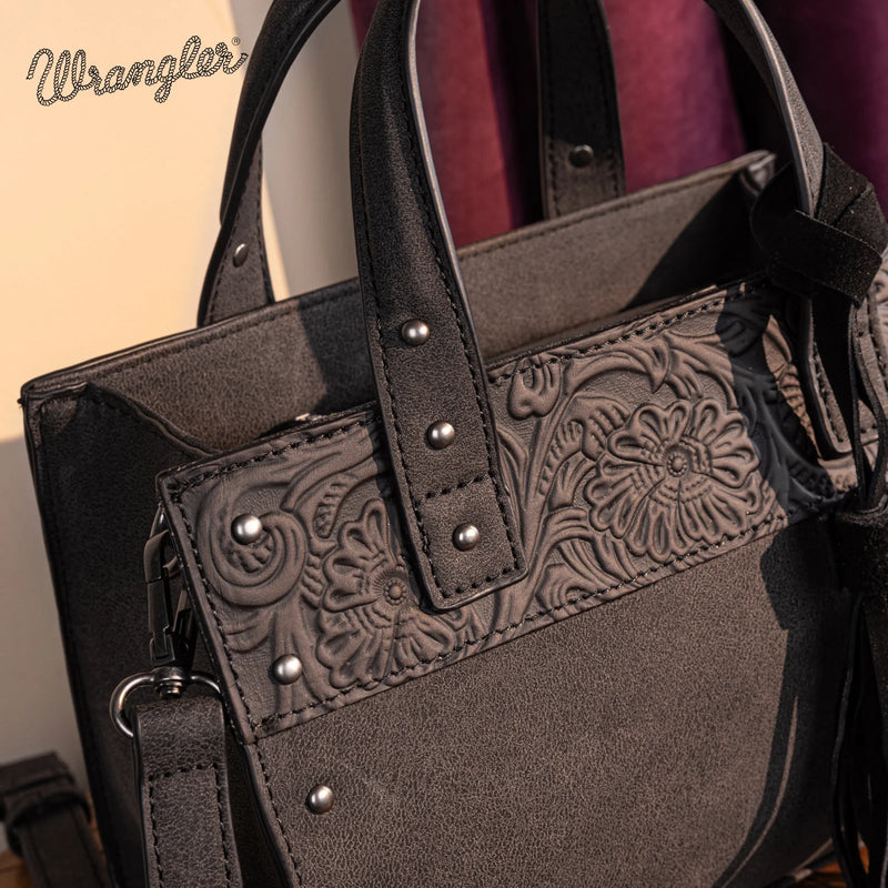 Load image into Gallery viewer, WG160-60102CF - Wrangler Western Tooled Tote Crossbody - Coffee
