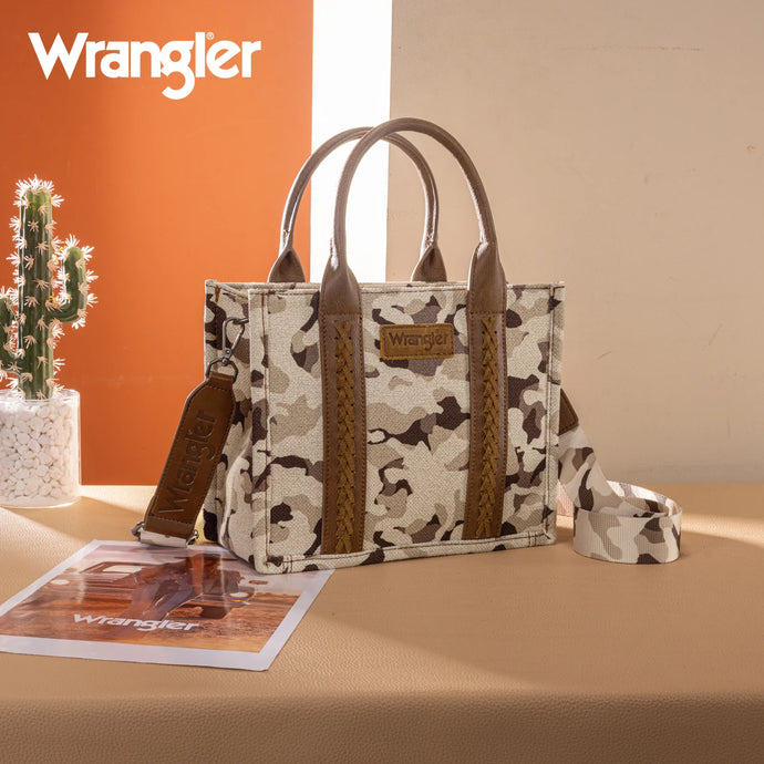 WG286-8120SBR - Wrangler Camo Print Concealed Carry Tote/Crossbody -Brown