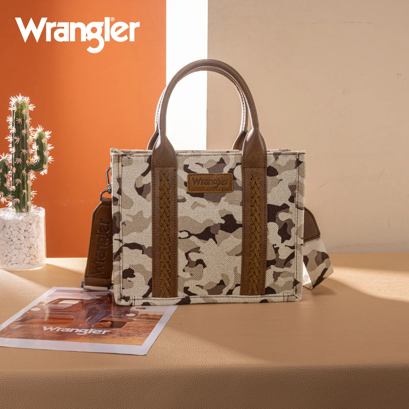 Load image into Gallery viewer, WG286-8120SBR - Wrangler Camo Print Concealed Carry Tote/Crossbody -Brown
