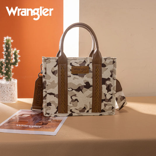 WG286-8120SBR - Wrangler Camo Print Concealed Carry Tote/Crossbody -Brown