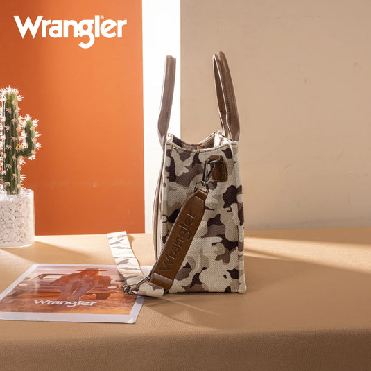 WG286-8120SBR - Wrangler Camo Print Concealed Carry Tote/Crossbody -Brown