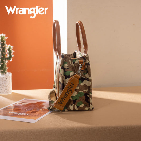 WG286-8120SGN - Wrangler Camo Print Concealed Carry Tote/Crossbody -Green