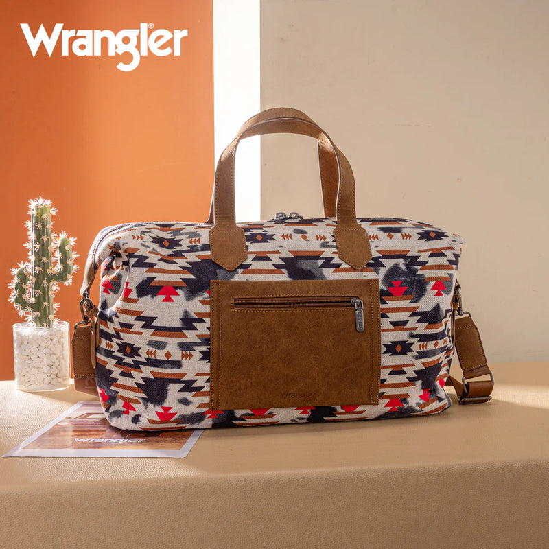 Load image into Gallery viewer, WG302-5110BR -  Wrangler Aztec Print Duffle/Crossbody - Brown
