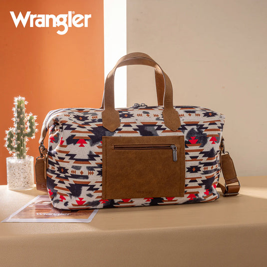 WG302-5110BR -  Wrangler Aztec Print Duffle/Crossbody - Brown