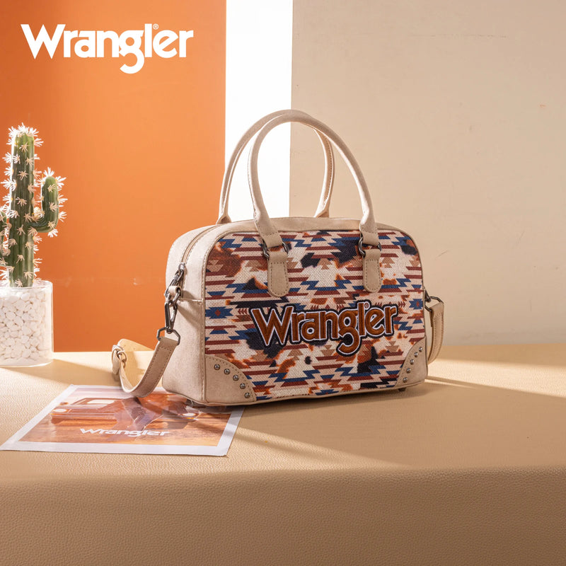 Load image into Gallery viewer, WG302-8132KH - Wrangler Aztec Print Satchel/Crossbody - Khaki
