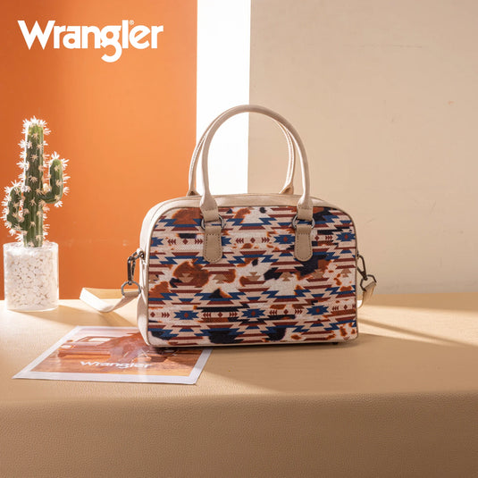 WG302-8132KH - Wrangler Aztec Print Satchel/Crossbody - Khaki