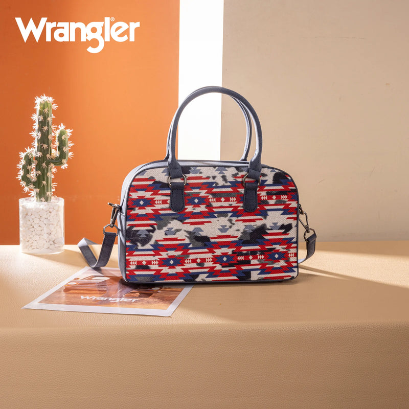 Load image into Gallery viewer, WG302-8132NY - Wrangler Aztec Print Satchel/Crossbody - Navy
