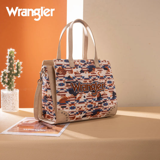 WG302-8130KH Wrangler Aztec Print Tote/Crossbody - Khaki