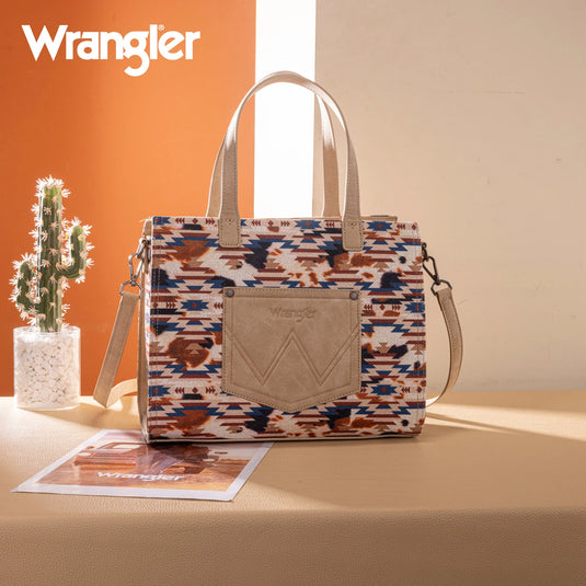 WG302-8130KH Wrangler Aztec Print Tote/Crossbody - Khaki