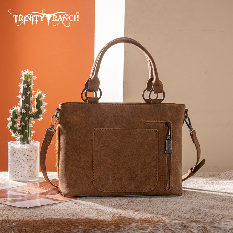 Load image into Gallery viewer, TR198G-8899BR - Trinity Ranch Genuine Hair-On Cowhide Collection Concealed Carry Tote - Brown
