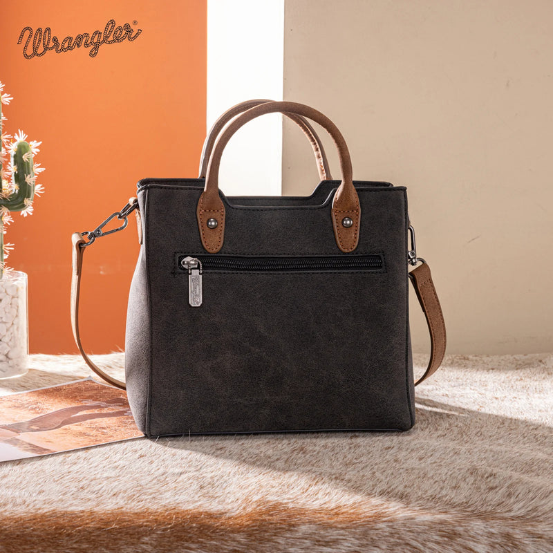Load image into Gallery viewer, WG217-889BK - Wrangler Black Braided Whipstitch Top Handle Small Tote/Crossbody
