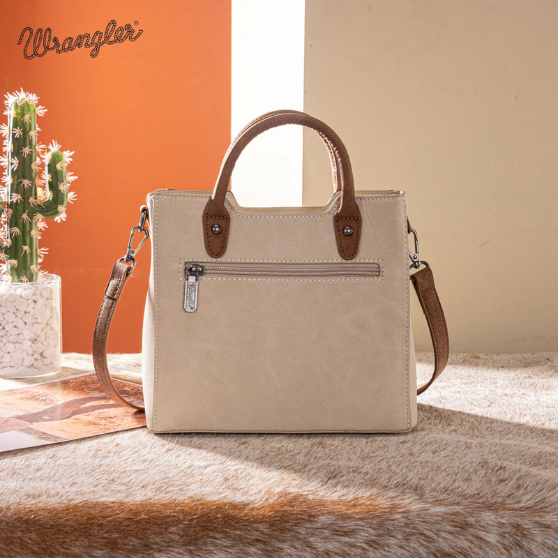 Load image into Gallery viewer, WG217-889BG - Wrangler Beige Braided Whipstitch Top Handle Small Tote/Crossbody
