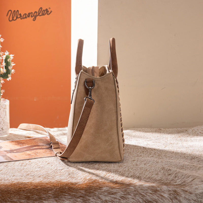Load image into Gallery viewer, WG217-889TN - Wrangler Tan Braided Whipstitch Top Handle Small Tote/Crossbody
