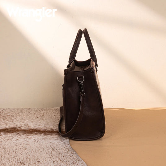WG275-8120CF - Wrangler Sherpa Aztec Canvas Tote/Crossbody - Coffee