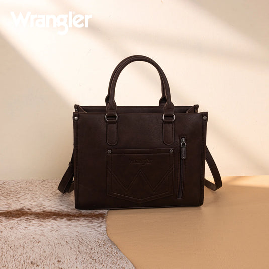 WG275-8120CF - Wrangler Sherpa Aztec Canvas Tote/Crossbody - Coffee