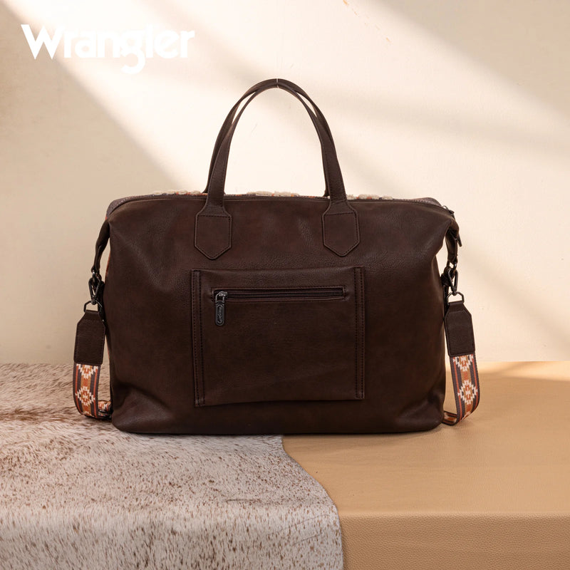 Load image into Gallery viewer, WG275-5110CF - Wrangler Sherpa Aztec Canvas Duffel Bag - Coffee
