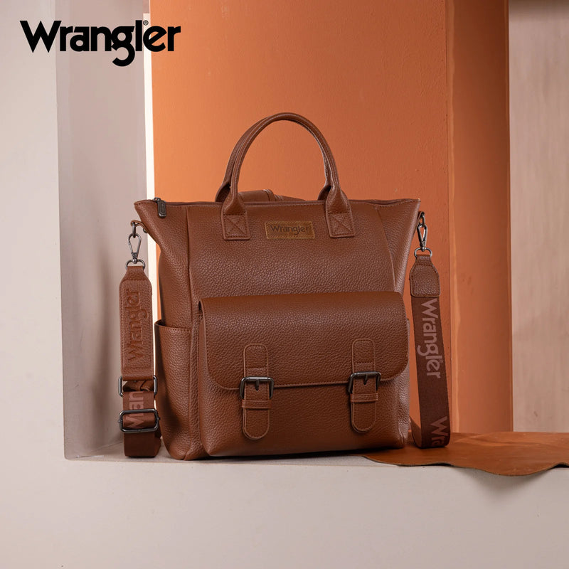 Load image into Gallery viewer, WG175-9110BR - Wrangler Tote/Shoulder Bag Convertible Backpack - Brown
