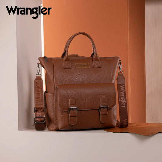 WG175-9110BR - Wrangler Tote/Shoulder Bag Convertible Backpack - Brown