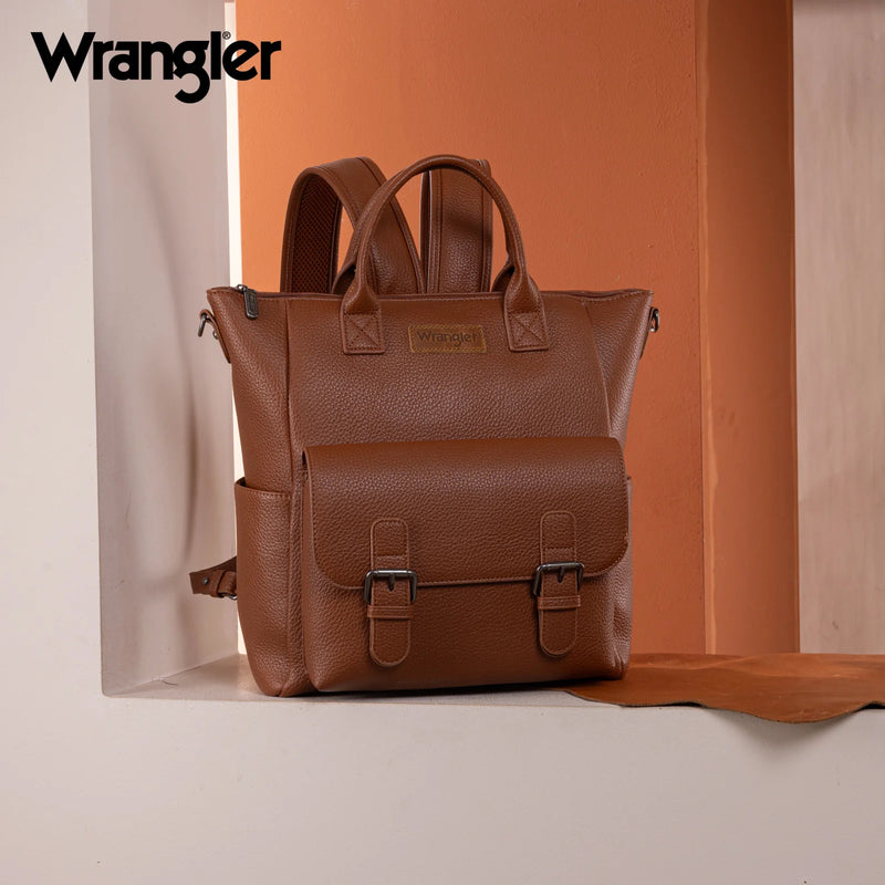 Load image into Gallery viewer, WG175-9110BR - Wrangler Tote/Shoulder Bag Convertible Backpack - Brown
