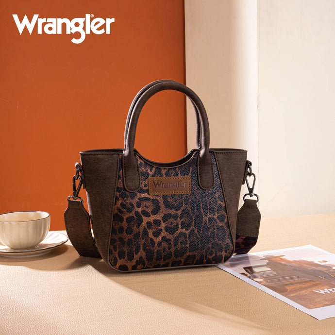 WG296-8015CF - Wrangler Leopard Print Small Tote/Crossbody -Coffee