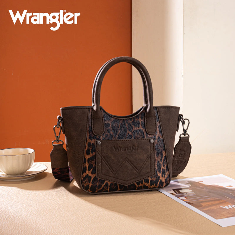 Load image into Gallery viewer, WG296-8015CF - Wrangler Leopard Print Small Tote/Crossbody -Coffee
