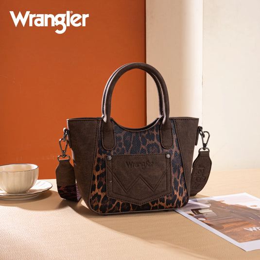 WG296-8015CF - Wrangler Leopard Print Small Tote/Crossbody -Coffee