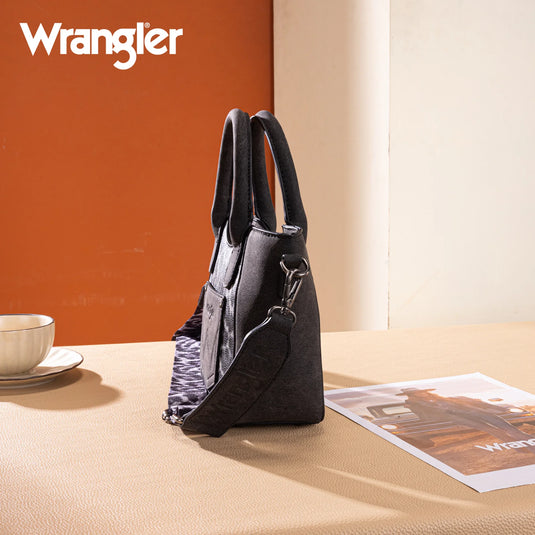 WG296-8015BK - Wrangler Leopard Print Small Tote/Crossbody -Black