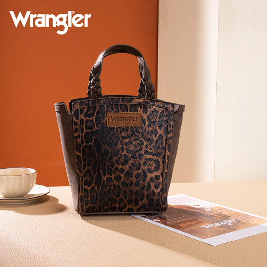 WG296-8014CF - Wrangler Leopard Print Tote/Crossbody - Coffee