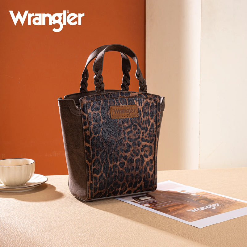 Load image into Gallery viewer, WG296-8014CF - Wrangler Leopard Print Tote/Crossbody - Coffee
