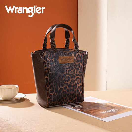 WG296-8014CF - Wrangler Leopard Print Tote/Crossbody - Coffee