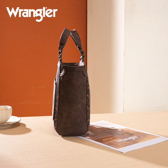 WG296-8014CF - Wrangler Leopard Print Tote/Crossbody - Coffee