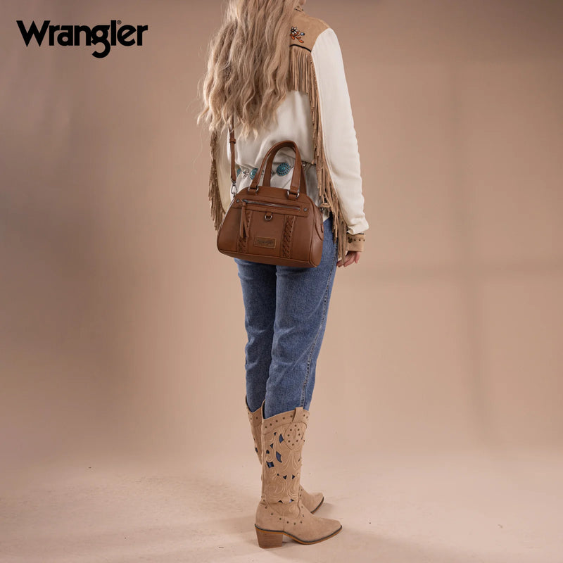 Load image into Gallery viewer, WG185-5112BR - Wrangler Whipstitch Collection Satchel/Crossbody Bag
