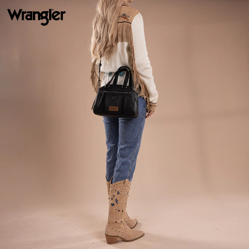 Load image into Gallery viewer, WG185-5112BK - Wrangler Whipstitch Collection Satchel/Crossbody Bag
