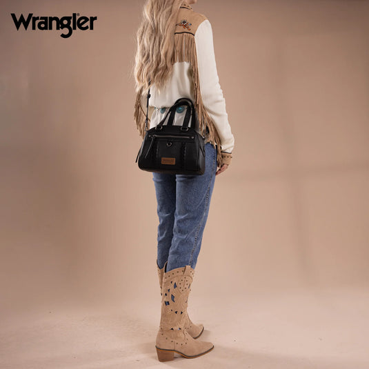 WG185-5112BK - Wrangler Whipstitch Collection Satchel/Crossbody Bag