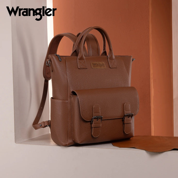 WG175-9110BR - Wrangler Tote/Shoulder Bag Convertible Backpack - Brown