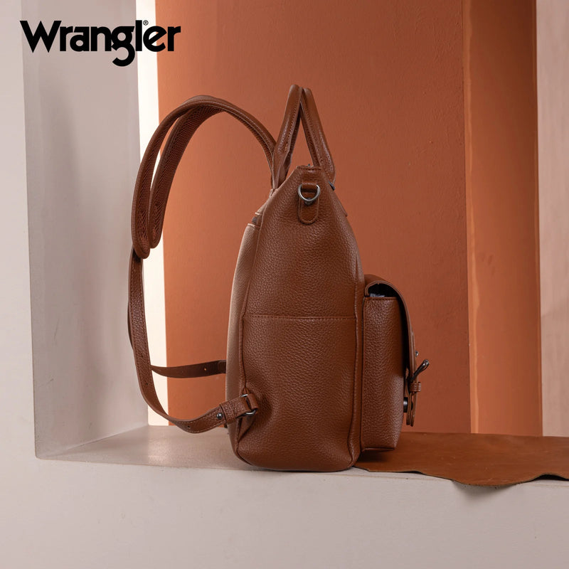 Load image into Gallery viewer, WG175-9110BR - Wrangler Tote/Shoulder Bag Convertible Backpack - Brown
