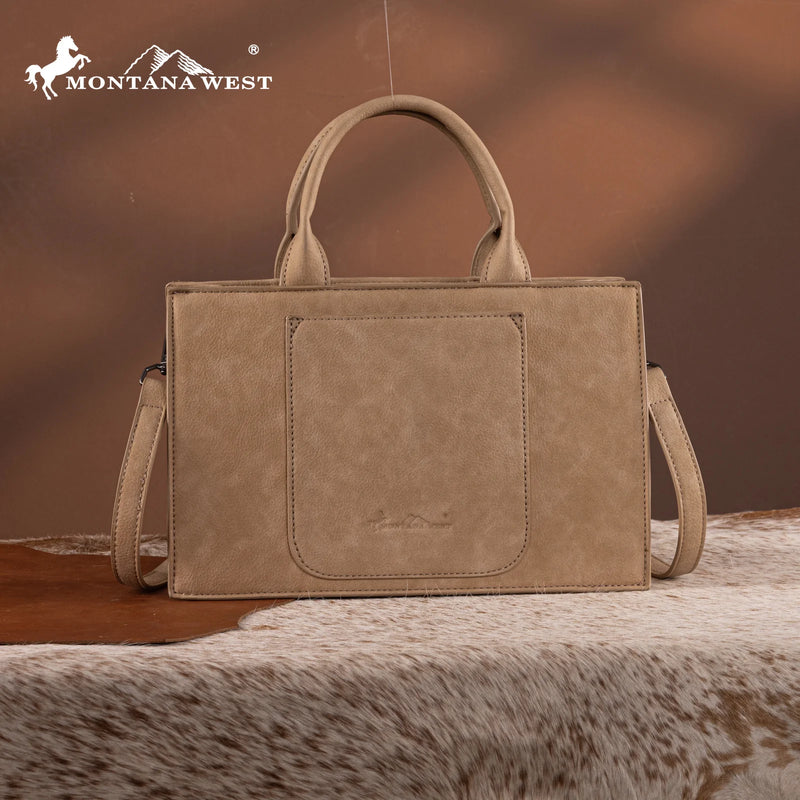 Load image into Gallery viewer, MW1323-8011TN - Montana West Tooled Collection Tote/Crossbody

