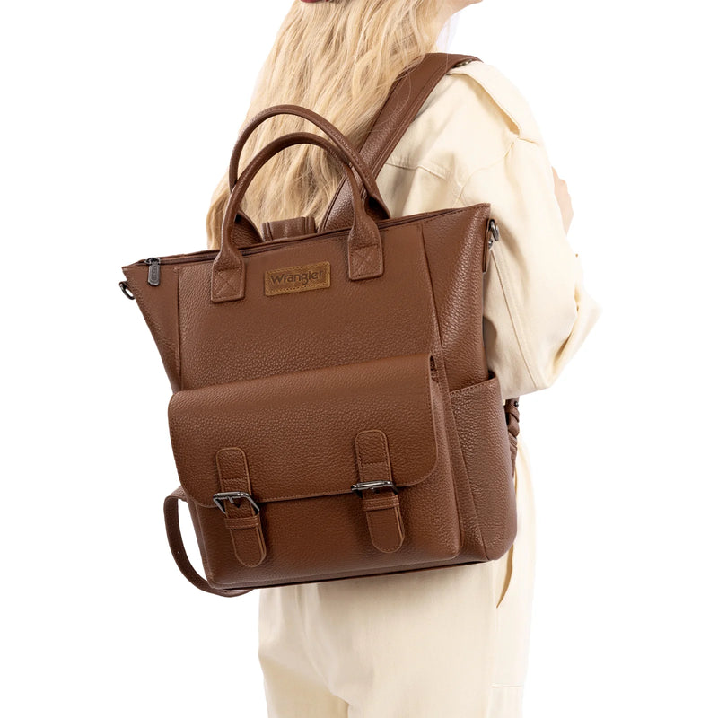 Load image into Gallery viewer, WG175-9110BR - Wrangler Tote/Shoulder Bag Convertible Backpack - Brown
