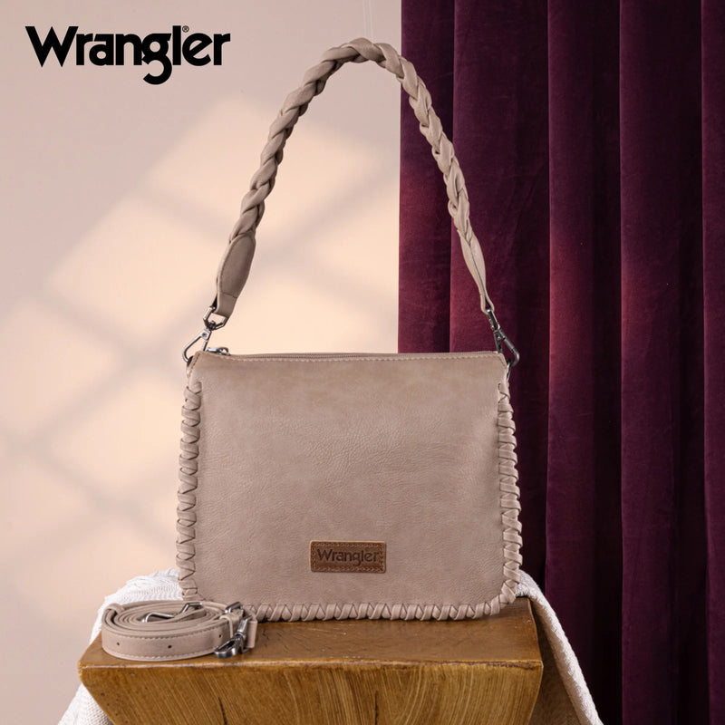 Load image into Gallery viewer, WG183-8312KH - Wrangler Whipstitch Braided Strap Hobo/Crossbody Bag - Khaki
