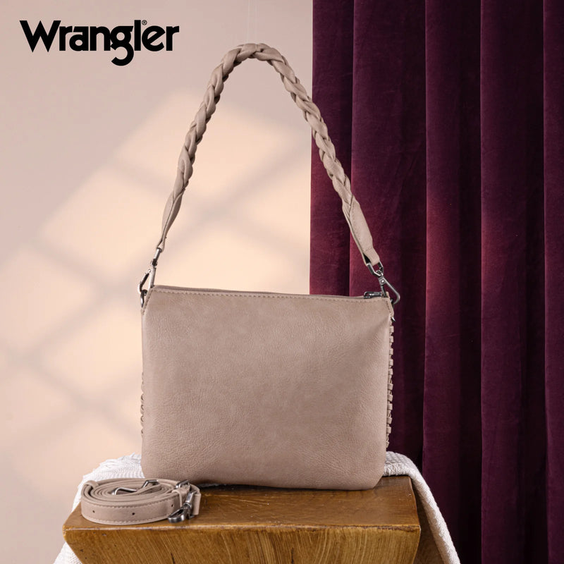 Load image into Gallery viewer, WG183-8312KH - Wrangler Whipstitch Braided Strap Hobo/Crossbody Bag - Khaki
