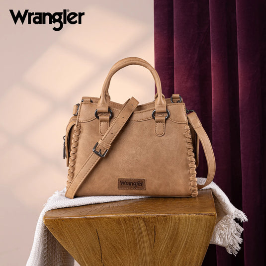 WG183-8300LBR - Wrangler Carry-All Whipstitch Tote/Crossbody - Light Brown